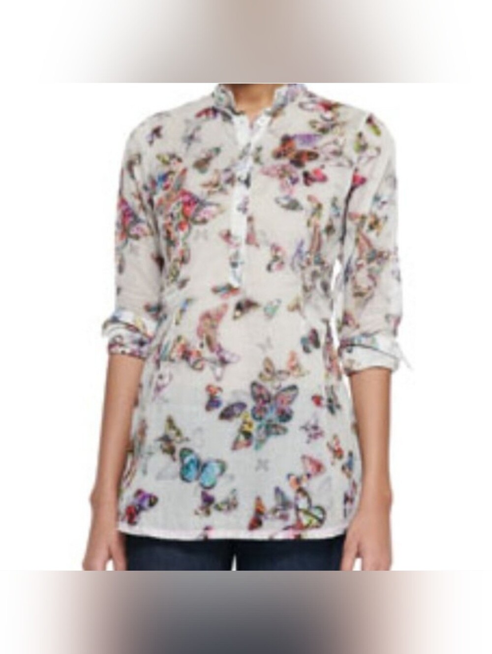 Georg Roth Los Angeles  Butterfly Print Blouse. Button Closure Shirt.